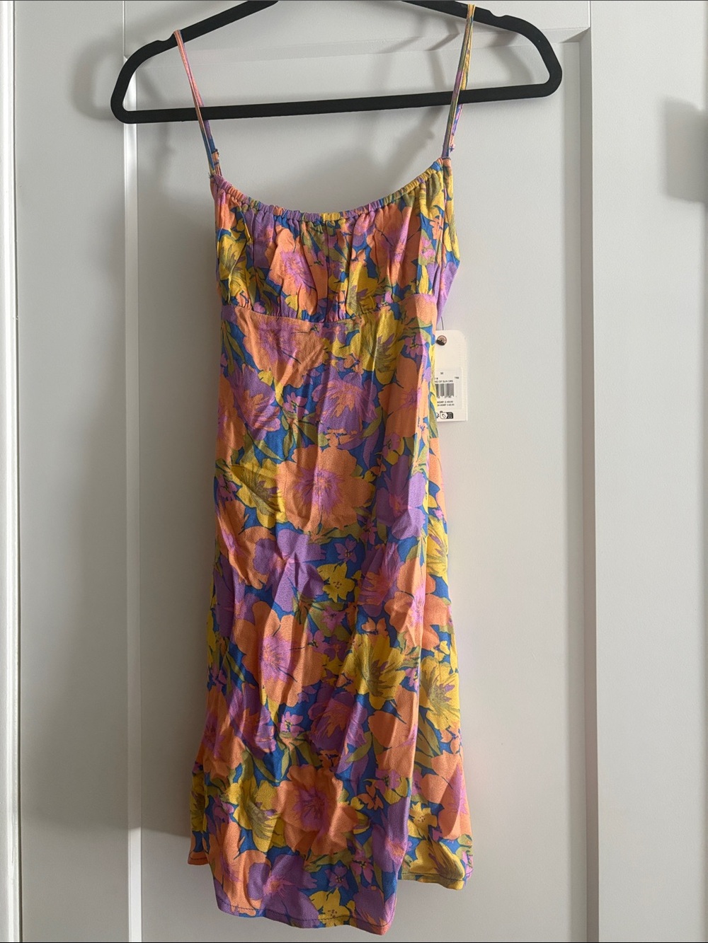 Billabong Floral Mini Dress in Yellow, Pink, Purple